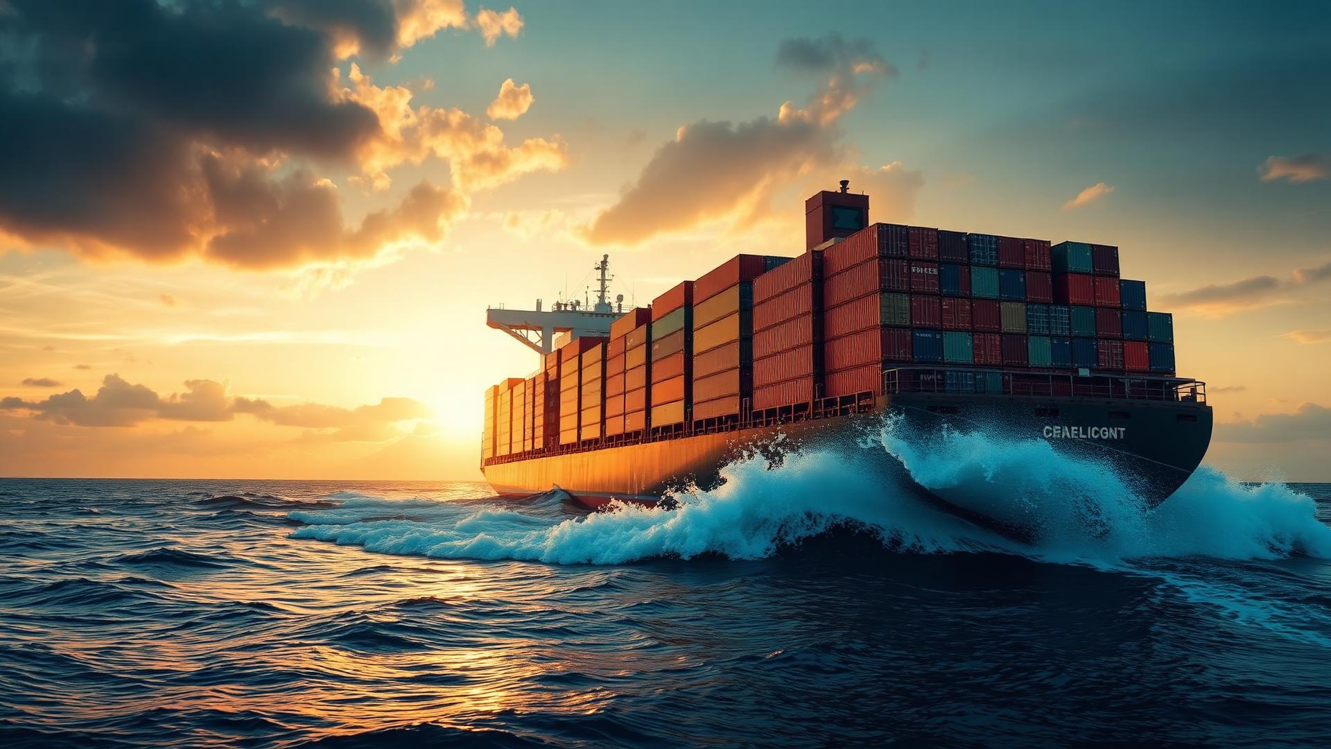 Container ship at sea